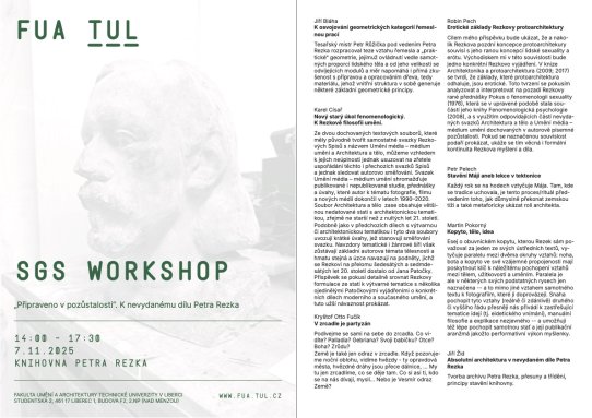 WORKSHOP „Připraveno v pozůstalosti“. K nevydanému dílu Petra Rezka.